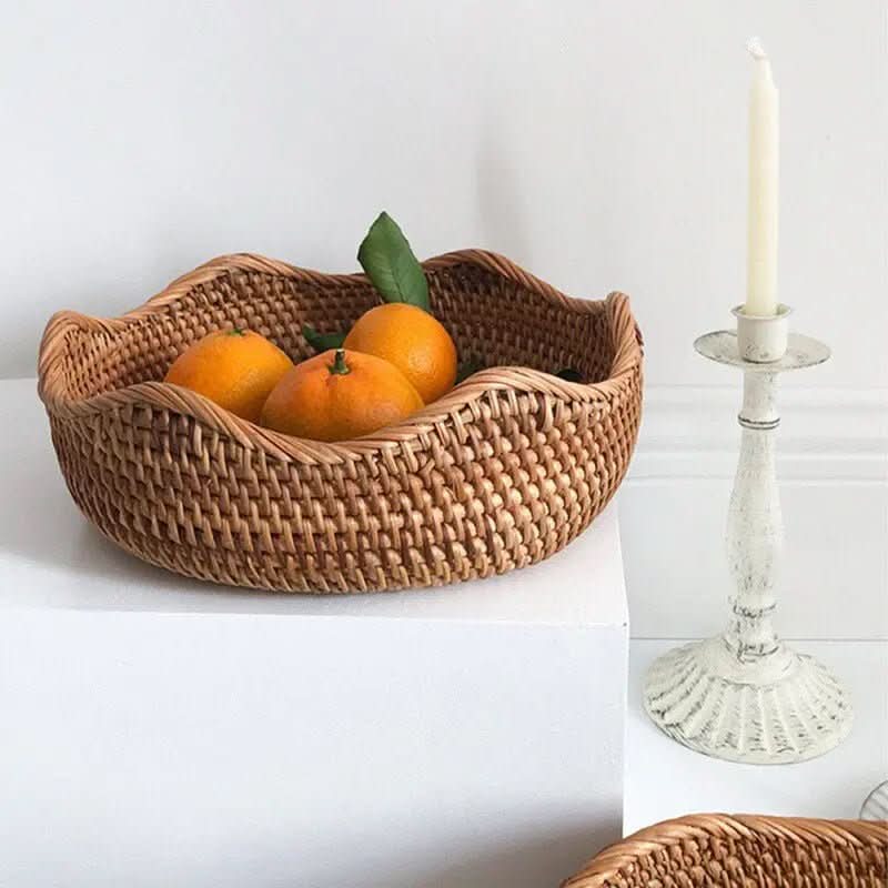 Bandeja Em Vime Redonda Decorativa Rattan | Morada Serena - Morada Serena