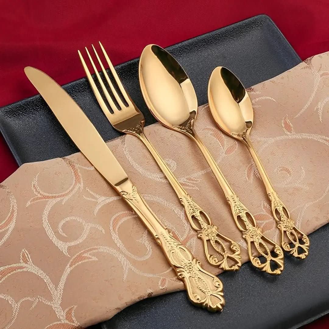Conjunto De Talheres Dourado De Aço Inoxidável - Morada Serena