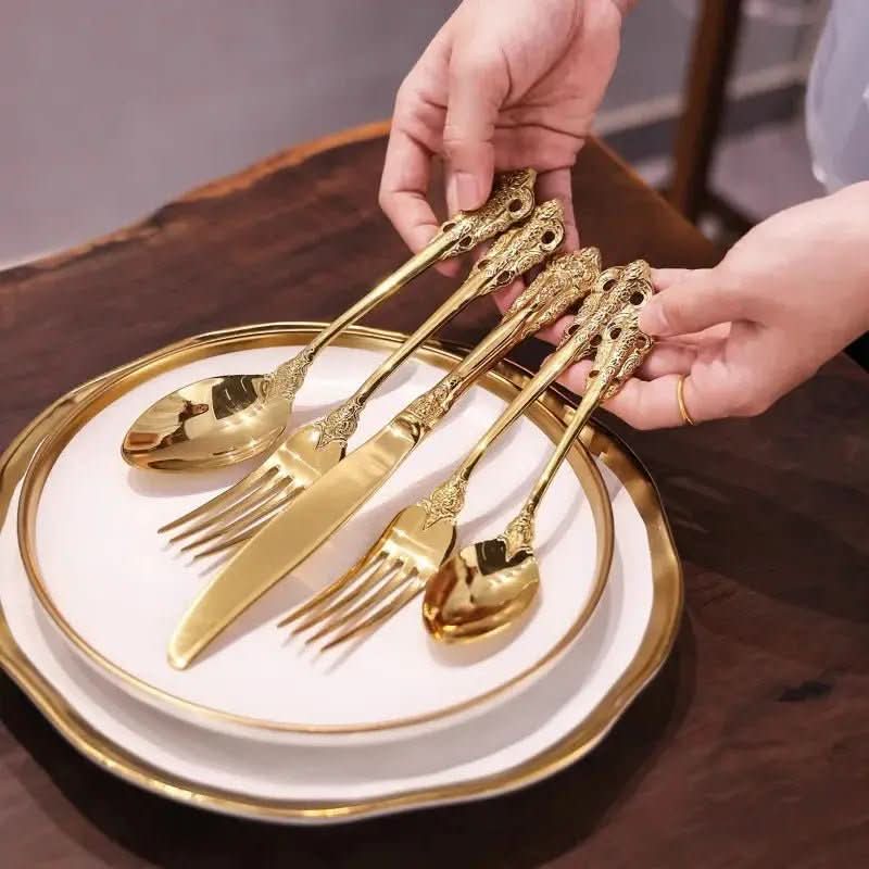 Conjunto De Talheres Dourado De Aço Inoxidável - Morada Serena