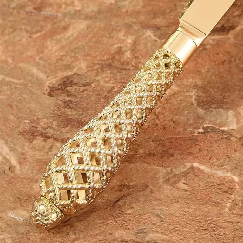 Conjunto Espátula Para Bolo e Faca Dourada - Morada Serena