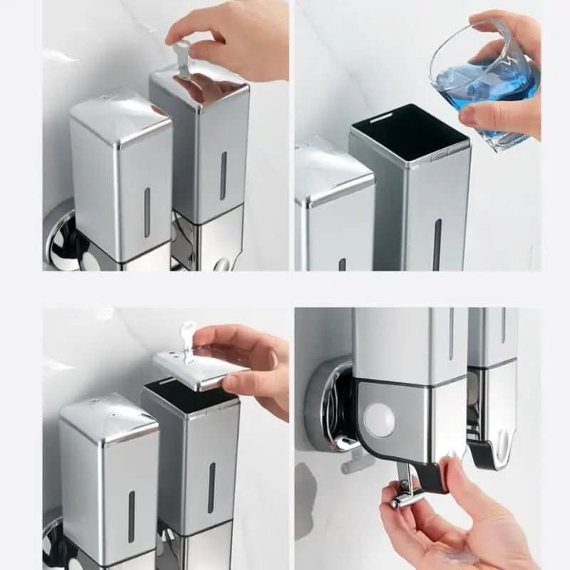 Dispenser de Sabonete Líquido Parede Shampoo Condicionador Quadrado - Morada Serena