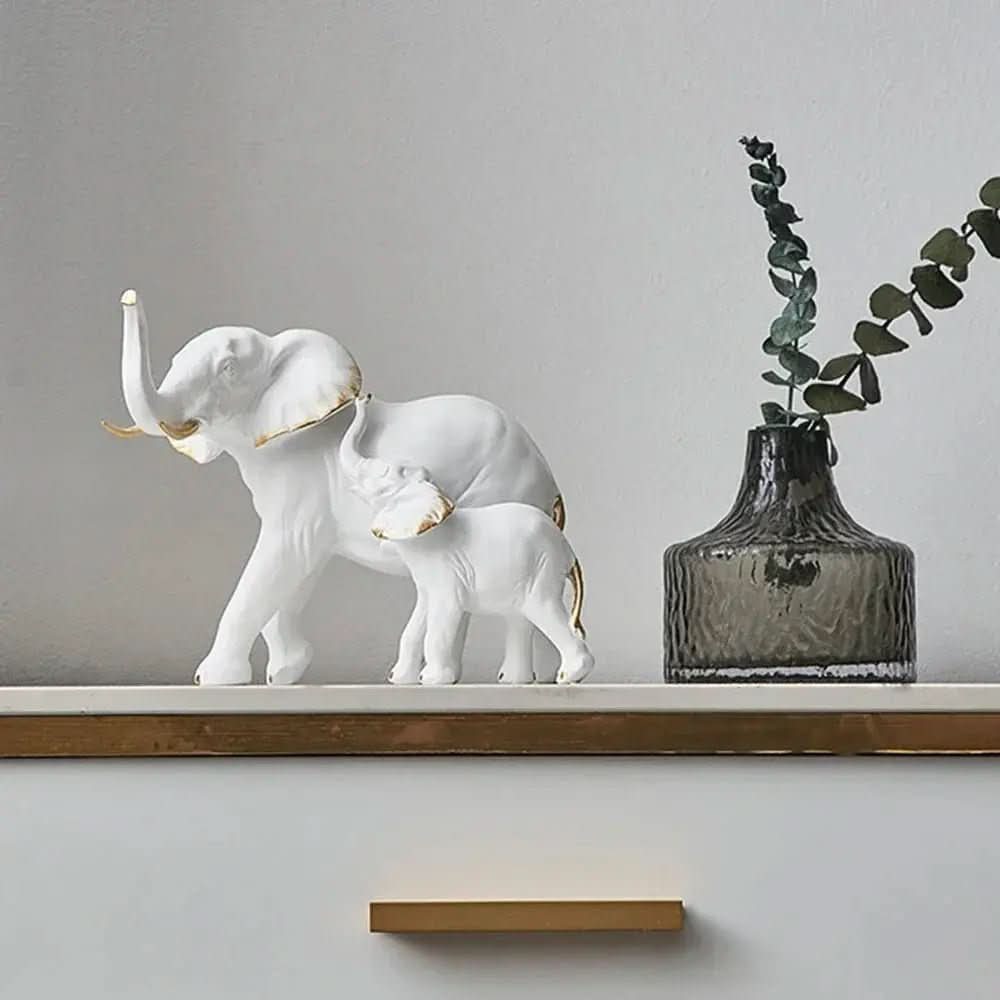 Estatueta Decorativa Elefantes Amorosos 2 Peças - Morada Serena