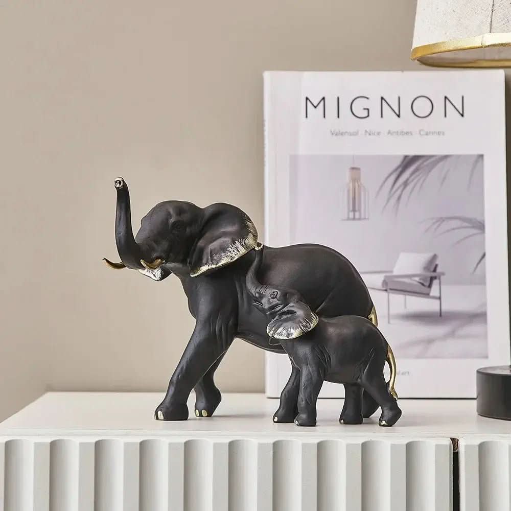 Estatueta Decorativa Elefantes Amorosos 2 Peças - Morada Serena