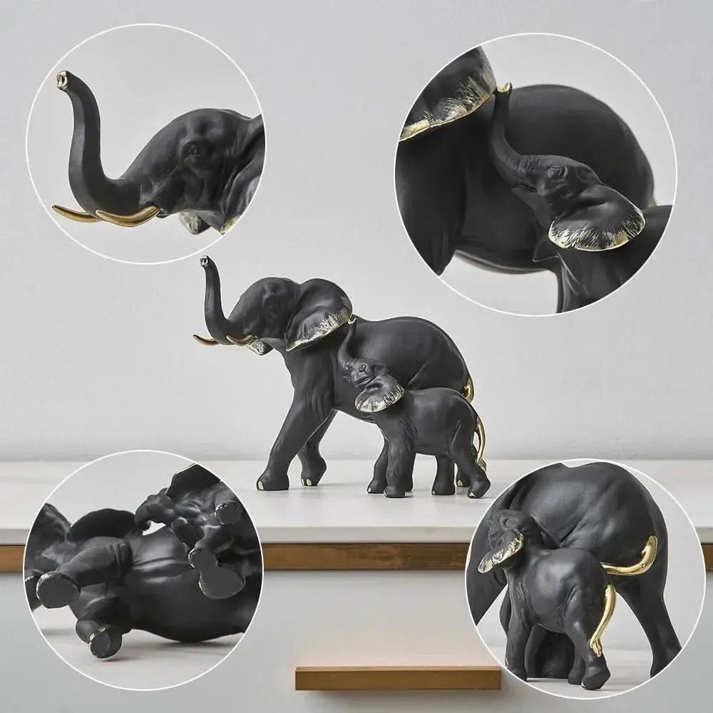 Estatueta Decorativa Elefantes Amorosos 2 Peças - Morada Serena