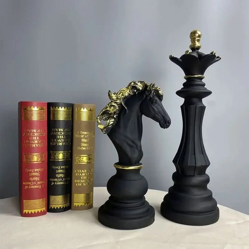 Estatueta Decorativa Para Mesa Peças de Xadrez em Resina | Toque Sofisticado e Elegante para Sua Casa - Morada Serena