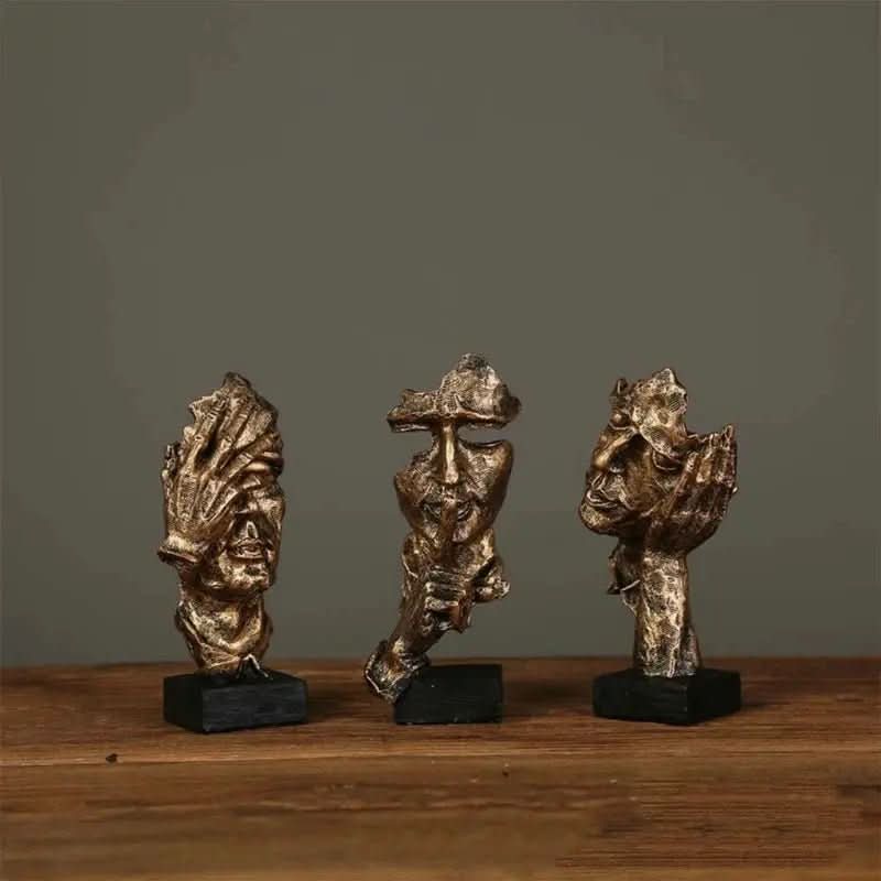 Estatuetas Decorativas Faces Abstratas 3 Peças – Arte Moderna para Sua Decoração - Morada Serena
