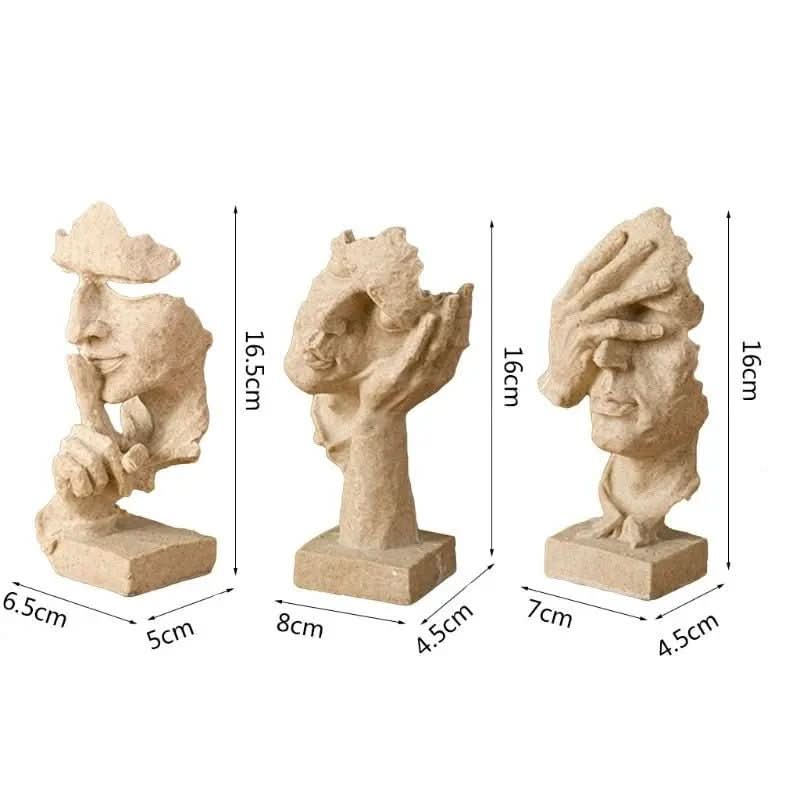 Estatuetas Decorativas Faces Abstratas 3 Peças – Arte Moderna para Sua Decoração - Morada Serena
