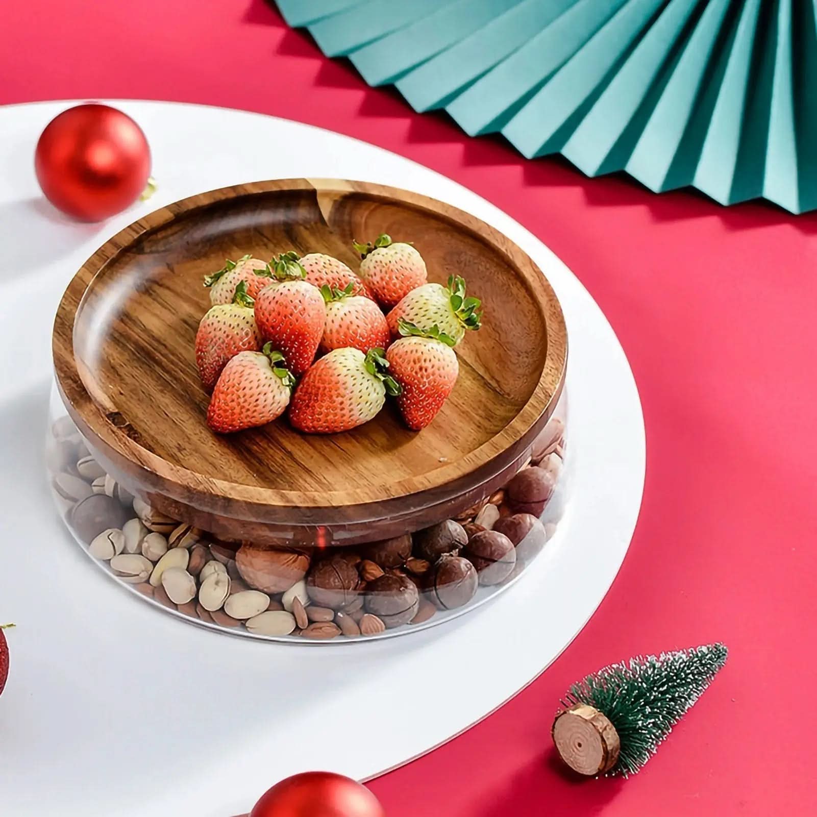 Fruteira De Mesa Com Tampa De Madeira Multifuncional: Elegância e Funcionalidade para Sua Mesa - Morada Serena