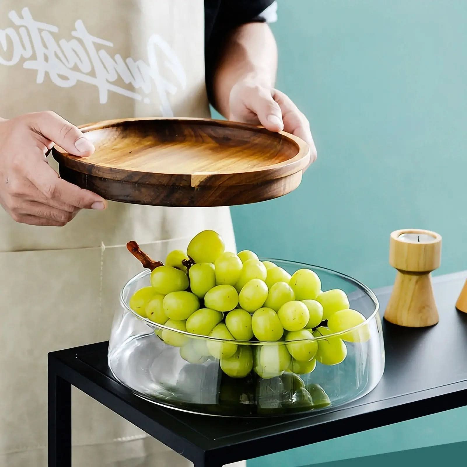 Fruteira De Mesa Com Tampa De Madeira Multifuncional: Elegância e Funcionalidade para Sua Mesa - Morada Serena