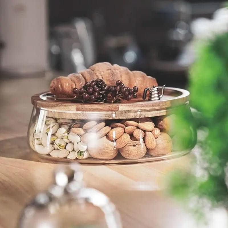 Fruteira De Mesa Com Tampa De Madeira Multifuncional: Elegância e Funcionalidade para Sua Mesa - Morada Serena