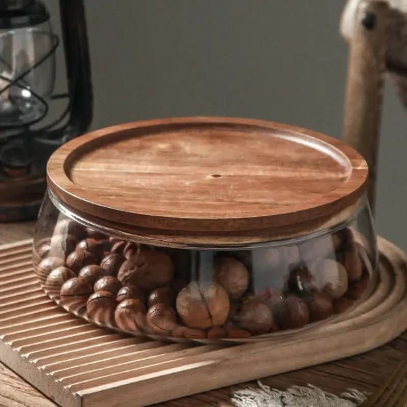 Fruteira De Mesa Com Tampa De Madeira Multifuncional: Elegância e Funcionalidade para Sua Mesa - Morada Serena