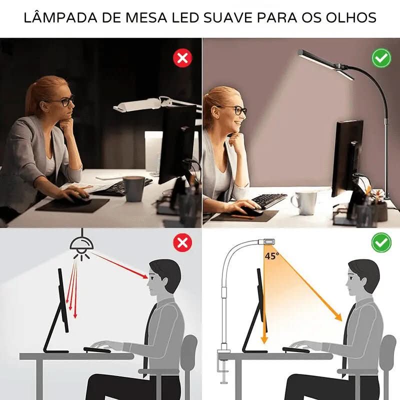 Luminária de Mesa LED Escritório Flexível Alumínio - Morada Serena