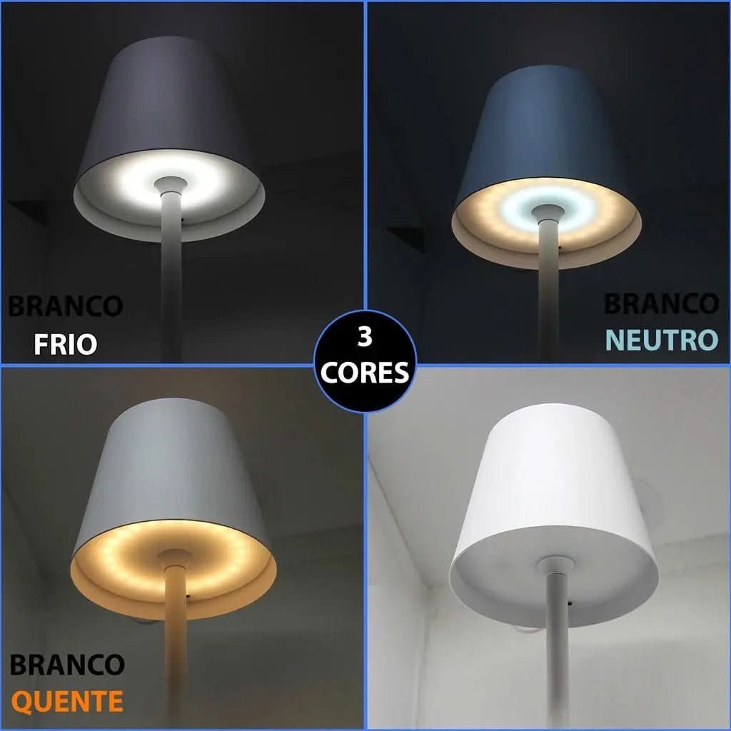 Luminária de Mesa Luminária Sem Fio Dimerizável – Modernidade com Controle de Luz - Morada Serena