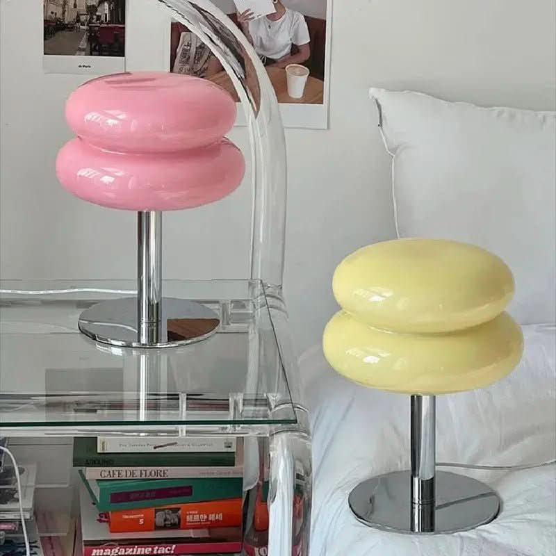 Luminária Cogumelo Vidro e Inox - Mesa Moderna e Elegante para Seu Ambiente - Morada Serena