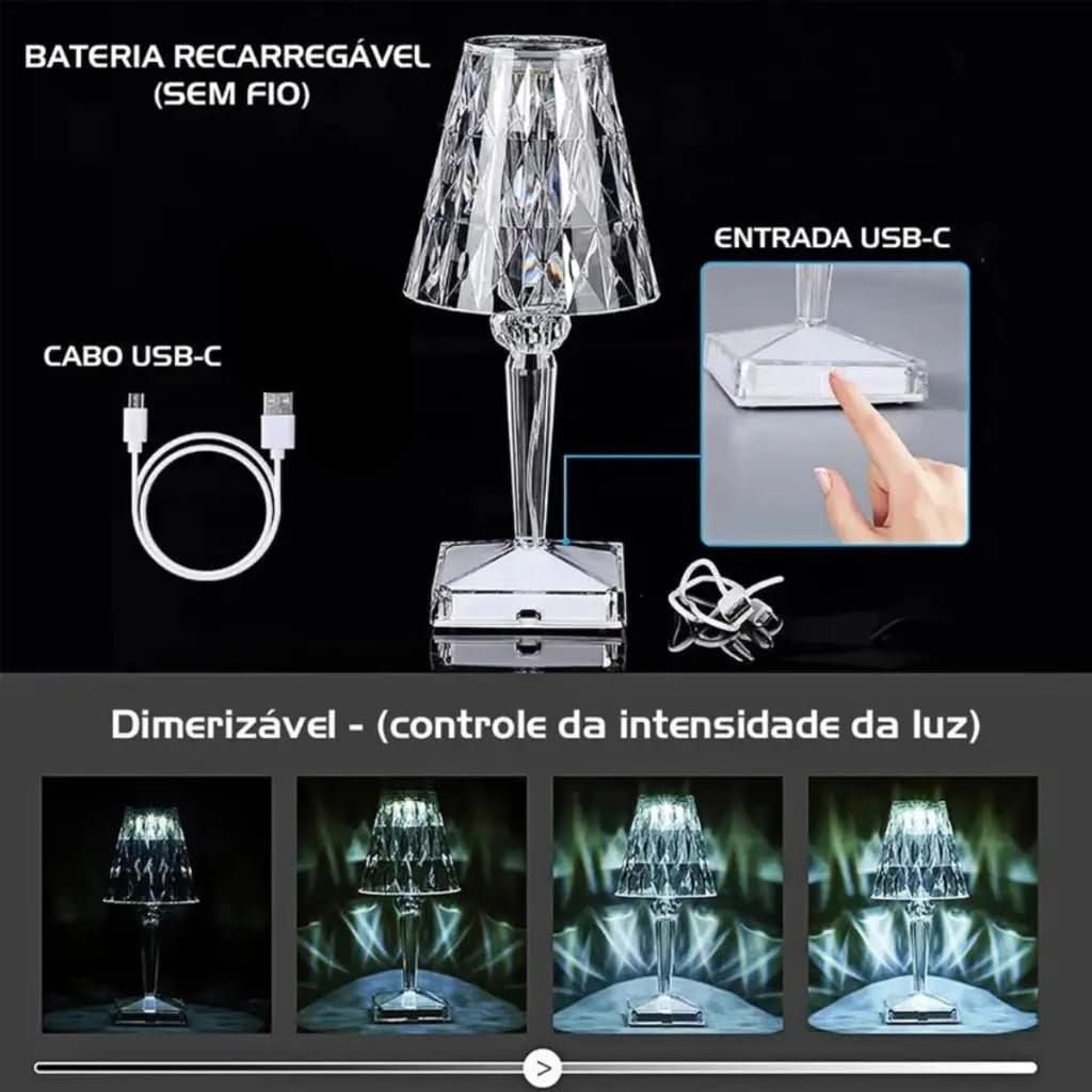 Luminária de Mesa Sem Fio 3 em 1 - Morada Serena