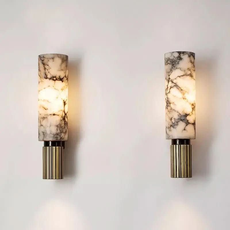 Luminária de Parede em Mármore Natural | Sofisticação e Iluminação de Qualidade para Seu Espaço - Morada Serena