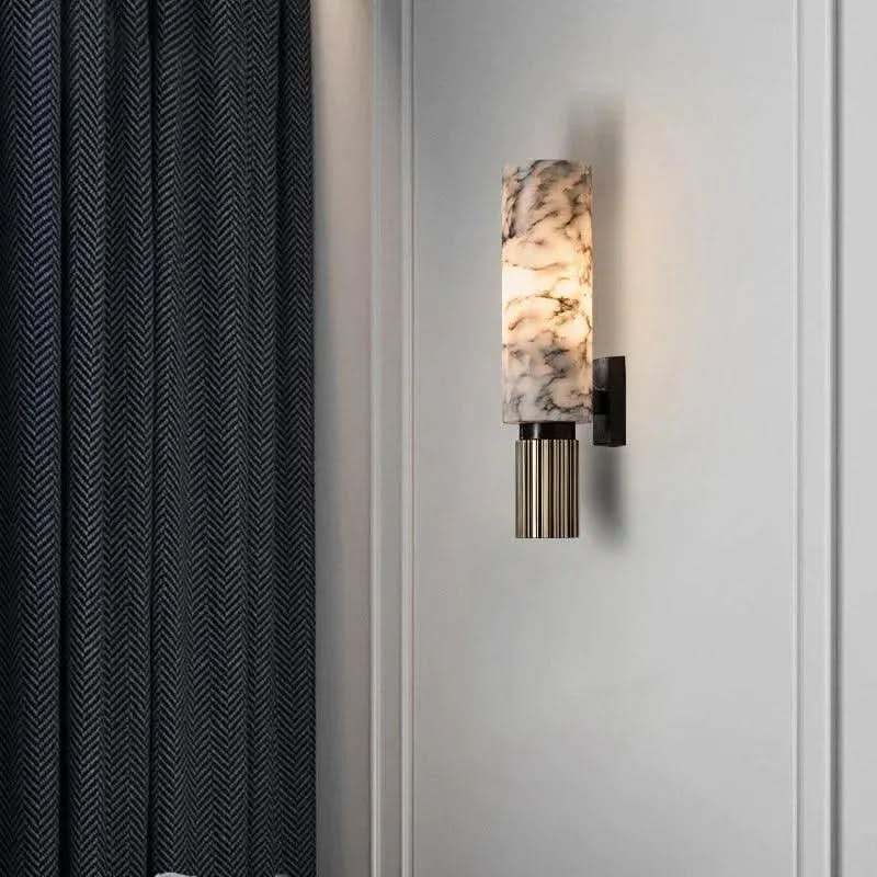 Luminária de Parede em Mármore Natural | Sofisticação e Iluminação de Qualidade para Seu Espaço - Morada Serena