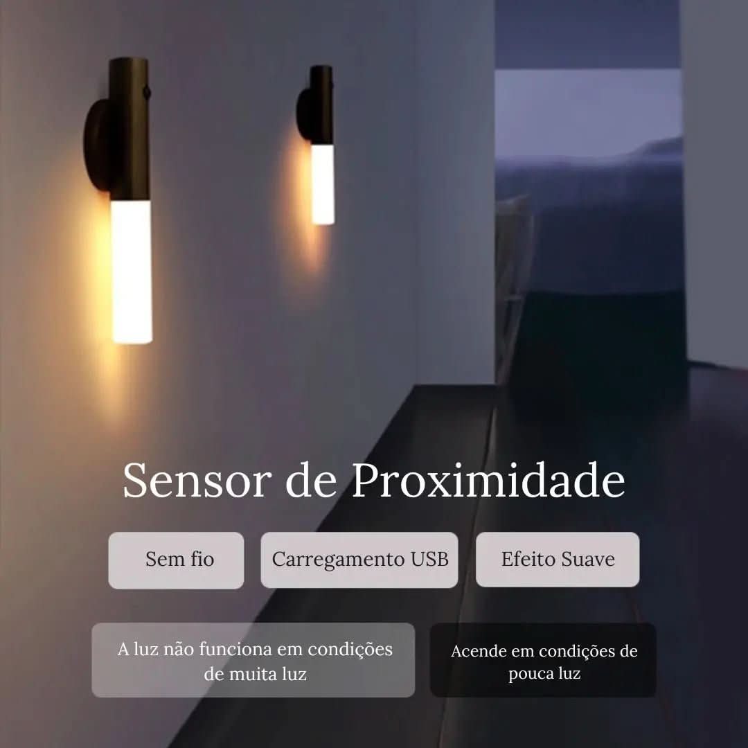 Luminária De Parede Sem Fio Luz Led Recarregável Com Sensor Movimento - Morada Serena