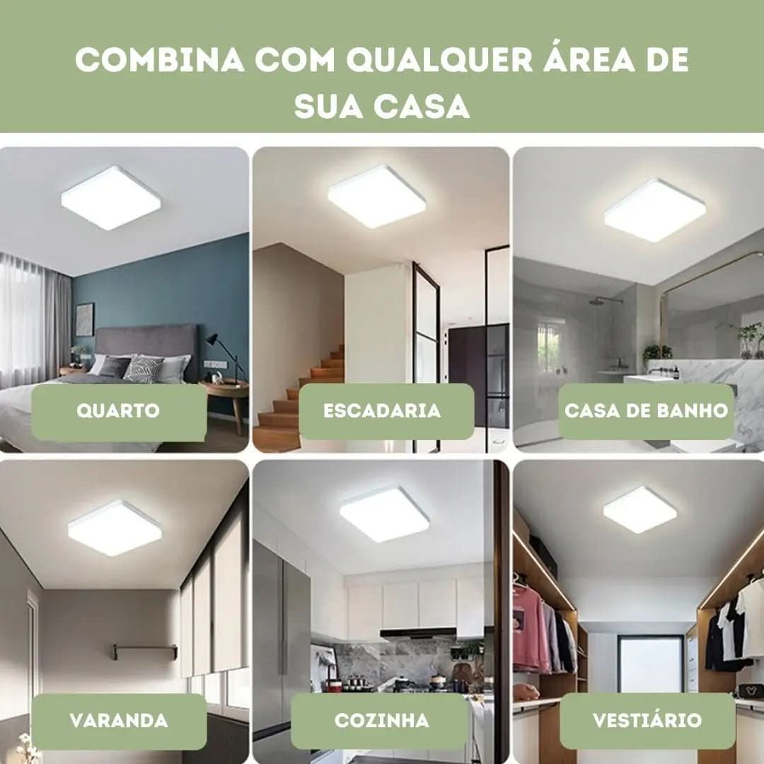 Luminária De Teto Plafon Quadrado LED Bivolt - Morada Serena