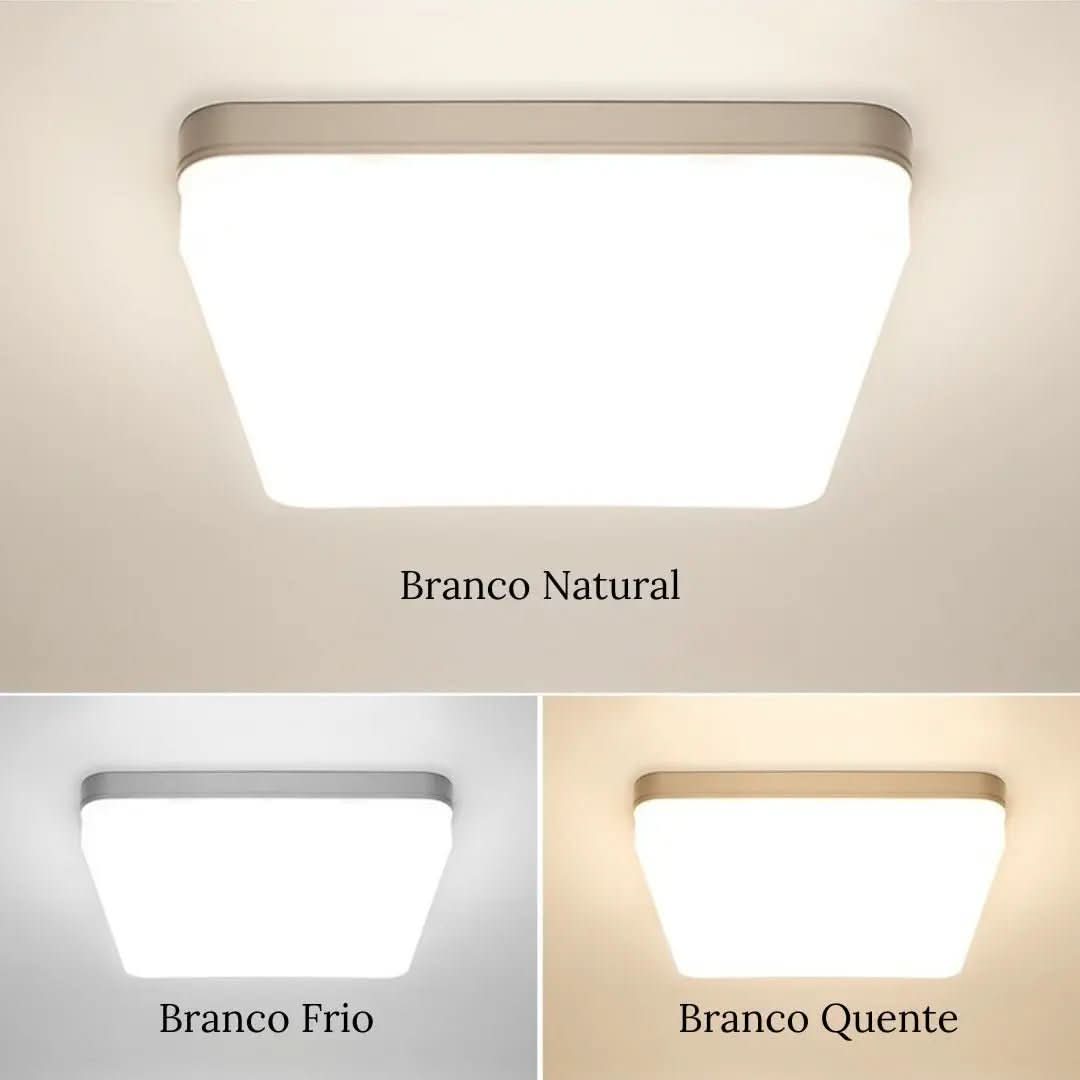 Luminária De Teto Plafon Quadrado LED Bivolt - Morada Serena