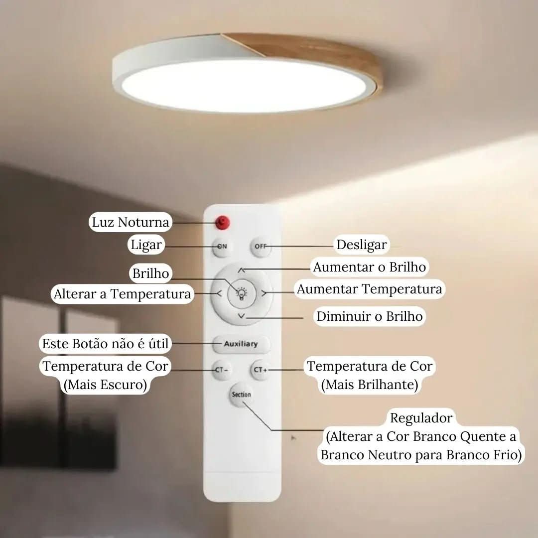 Luminária de Teto Plafon Redondo LED Estilo Nórdico - Morada Serena