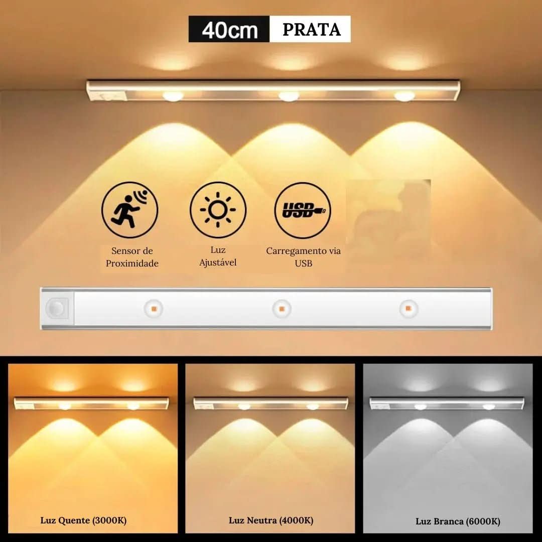 Luminária LED Armário com Sensor de Movimento Sem Fio - Morada Serena