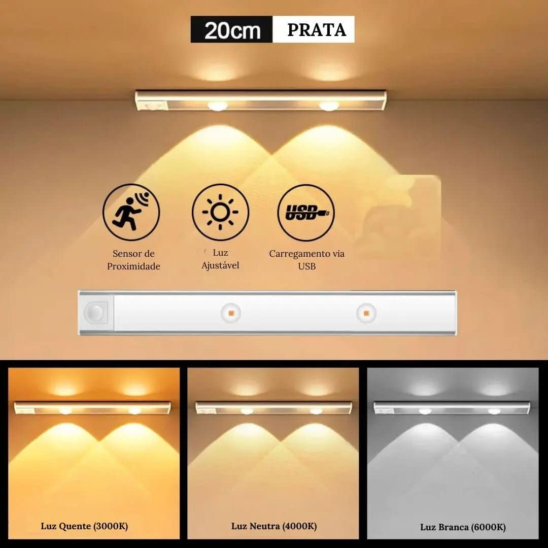 Luminária LED Armário com Sensor de Movimento Sem Fio - Morada Serena