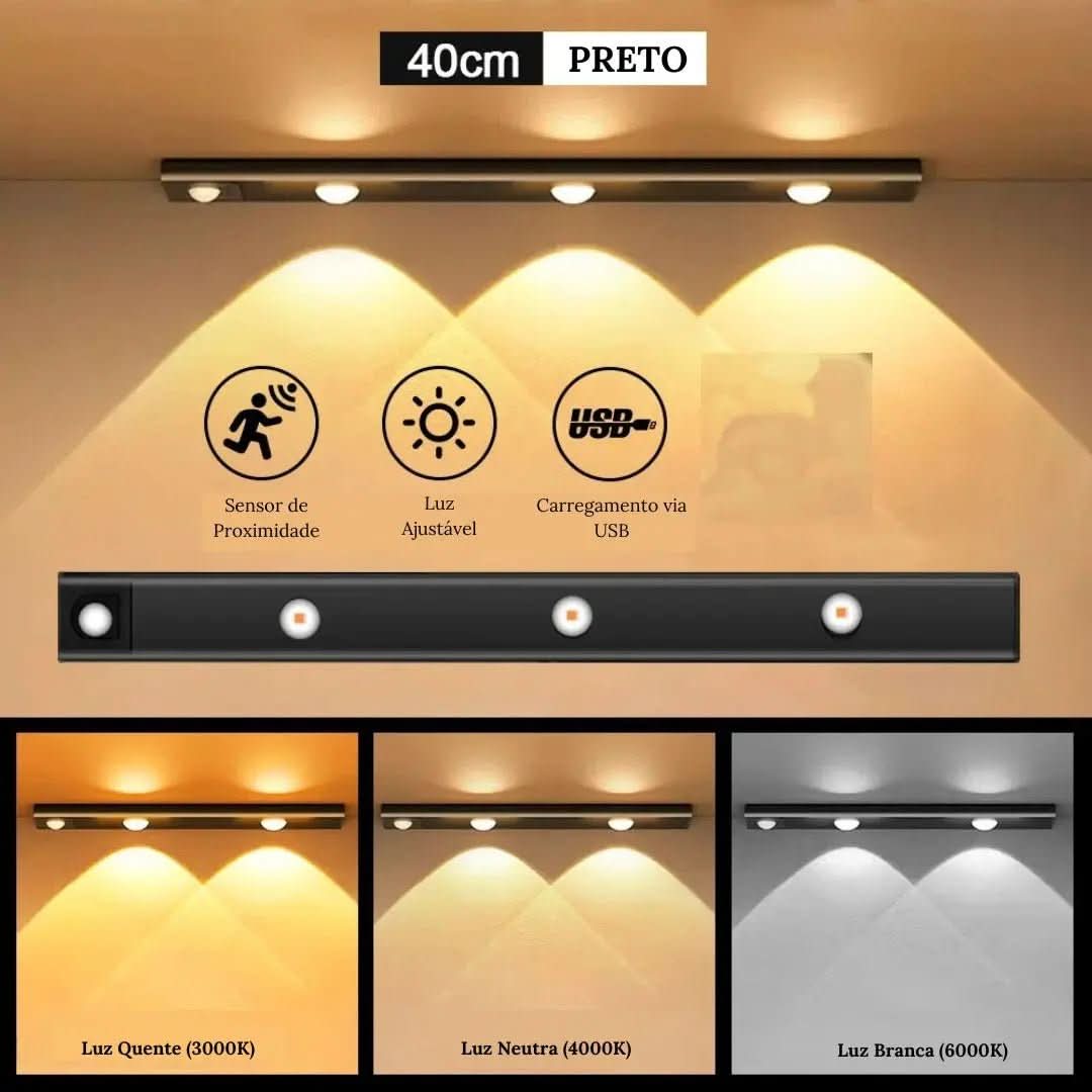 Luminária LED Armário com Sensor de Movimento Sem Fio - Morada Serena