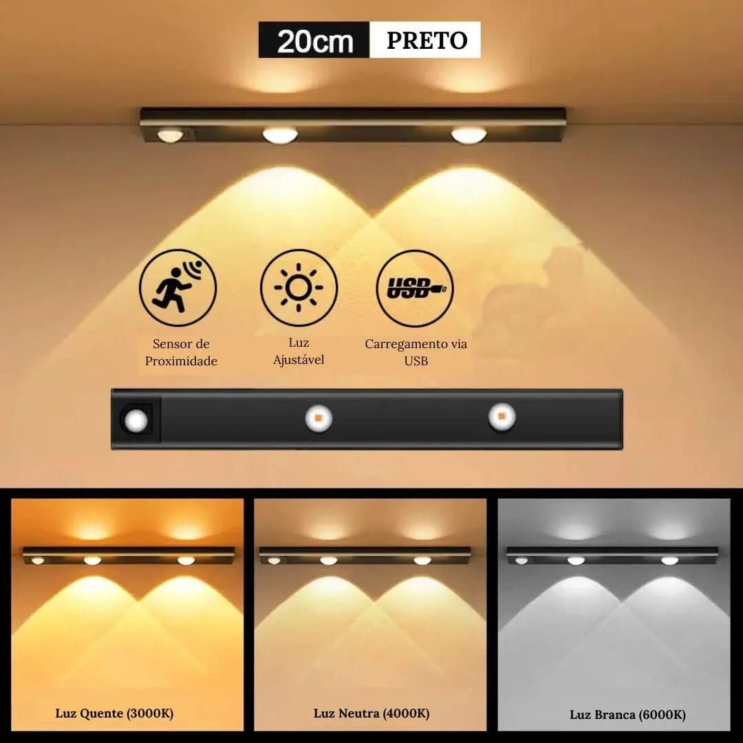 Luminária LED Armário com Sensor de Movimento Sem Fio - Morada Serena