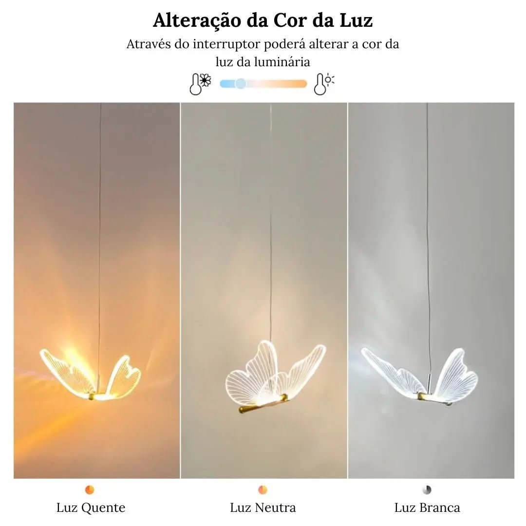Luminária Pendente Borboleta Crystal Light - Morada Serena