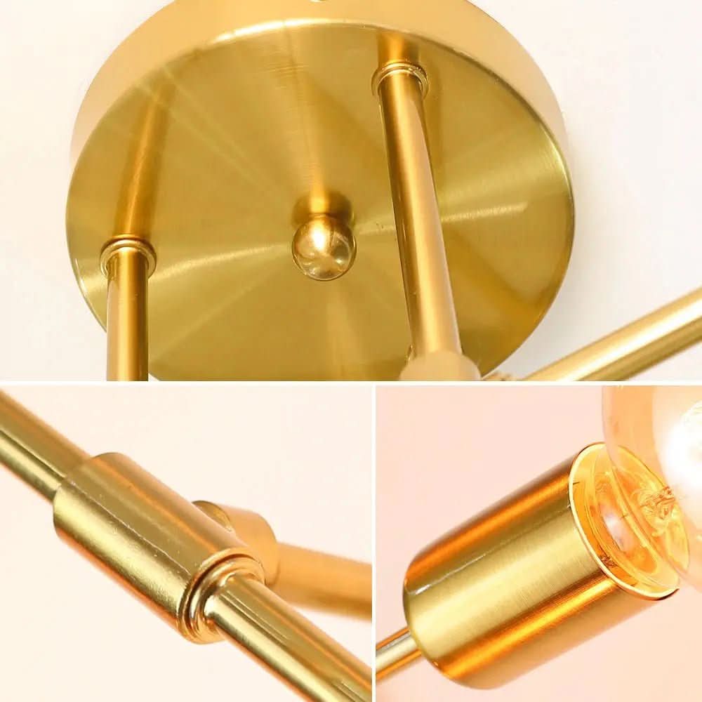 Lustre Para Sala Moderno Dourado 6 Lâmpadas | Morada Serena - Morada Serena