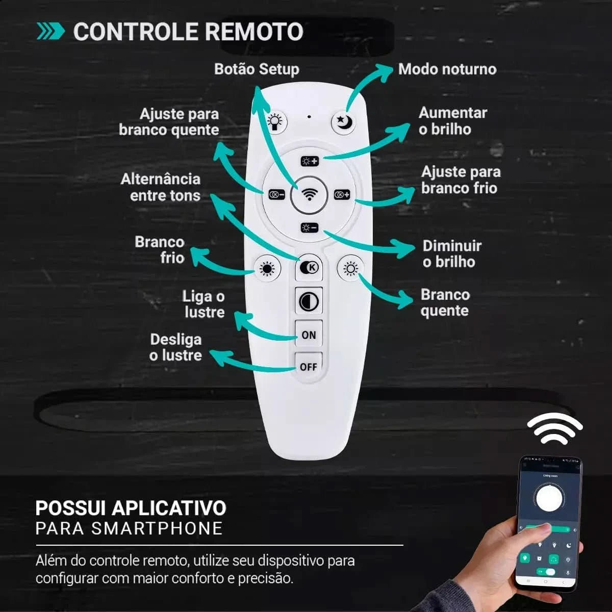 Lustre Pendente Vallbona Controle Remoto | Iluminação Moderna e Funcional - Morada Serena
