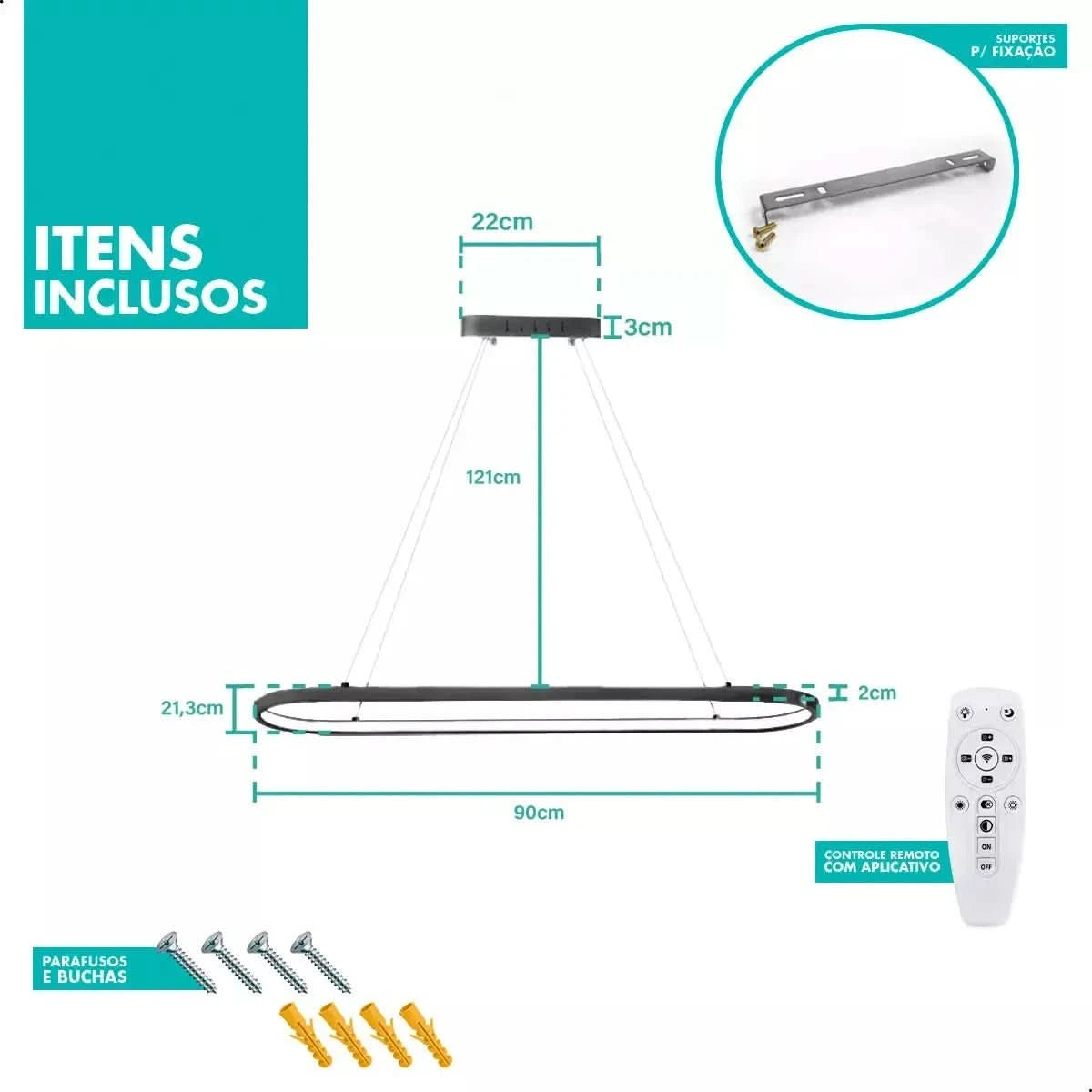 Lustre Pendente Vallbona Controle Remoto | Iluminação Moderna e Funcional - Morada Serena