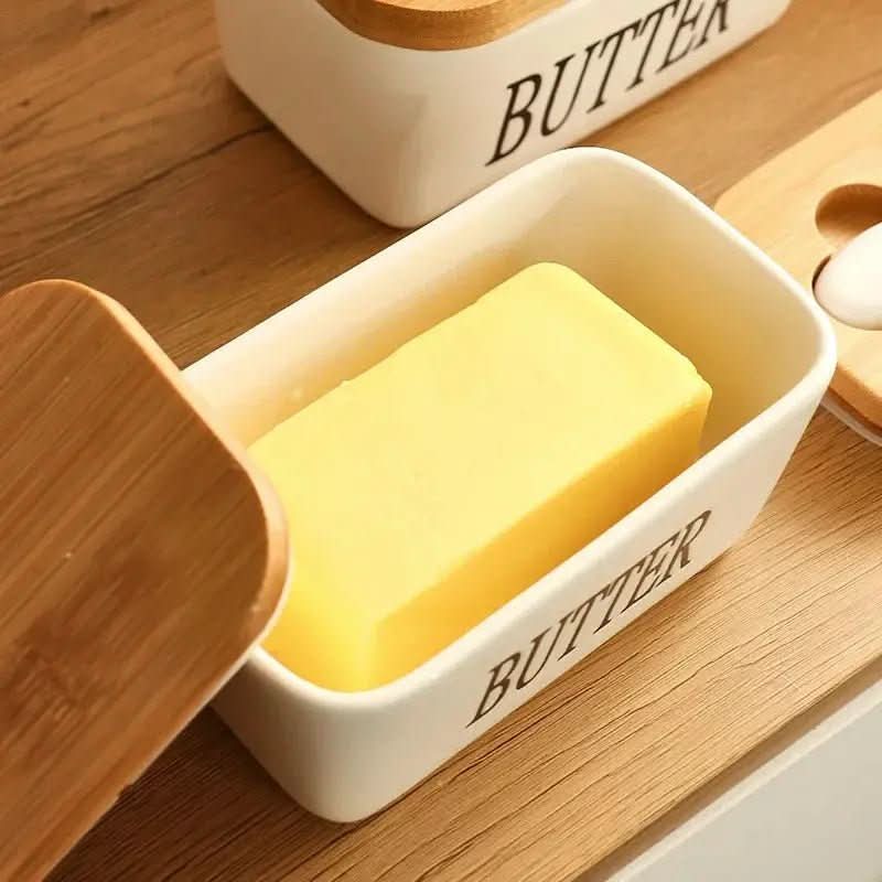 Mantegueira Cerâmica e Tampa de Bambu – Praticidade e Elegância na Sua Cozinha - Morada Serena