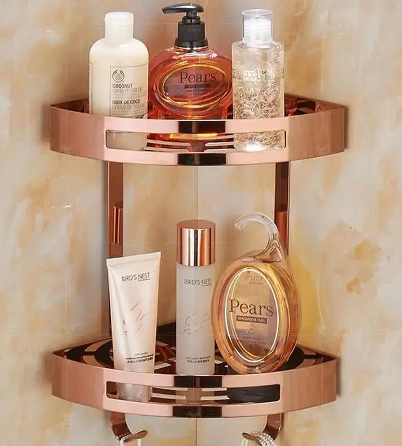 Prateleira de Canto para Banheiro Dourada – Organização e Elegância - Morada Serena