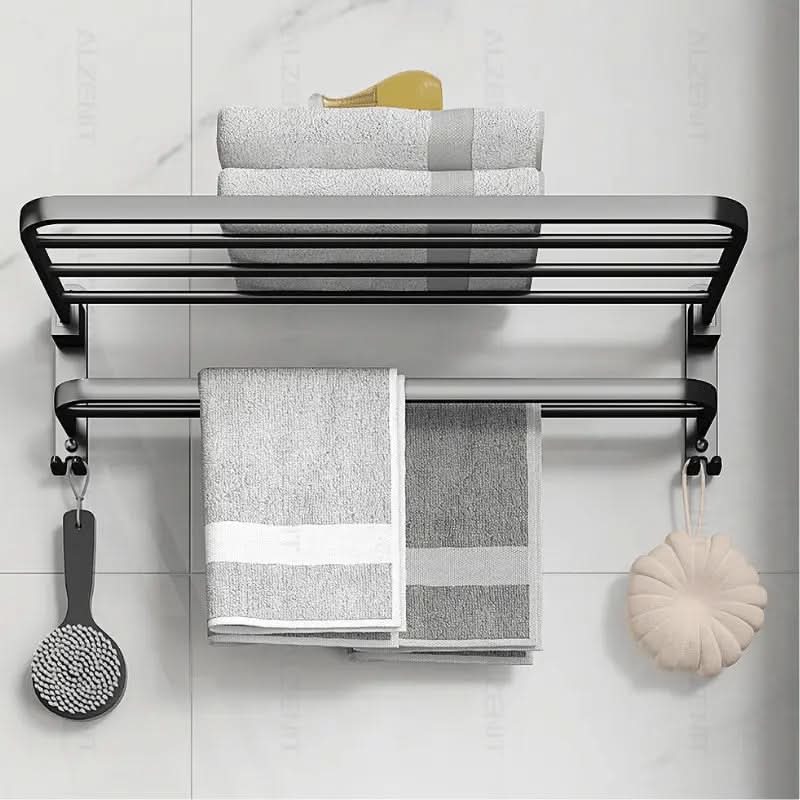 Toalheiro Para Banheiro Duplo Preto Matte | Design Moderno e Funcional para Seu Banheiro - Morada Serena