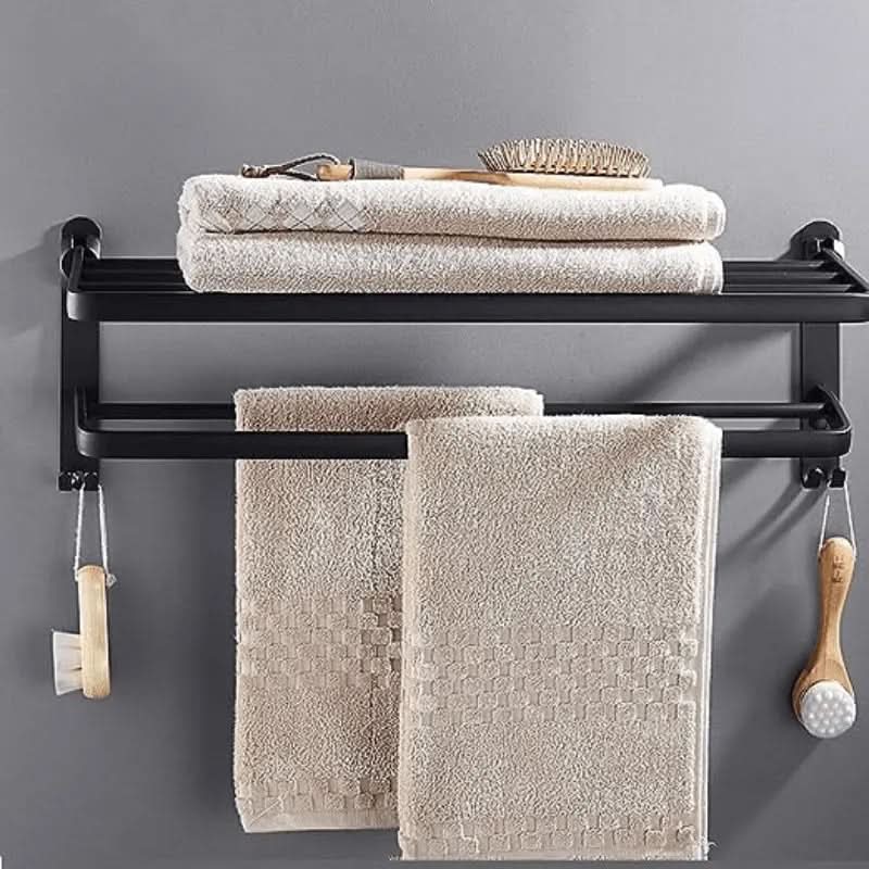 Toalheiro Para Banheiro Duplo Preto Matte | Design Moderno e Funcional para Seu Banheiro - Morada Serena