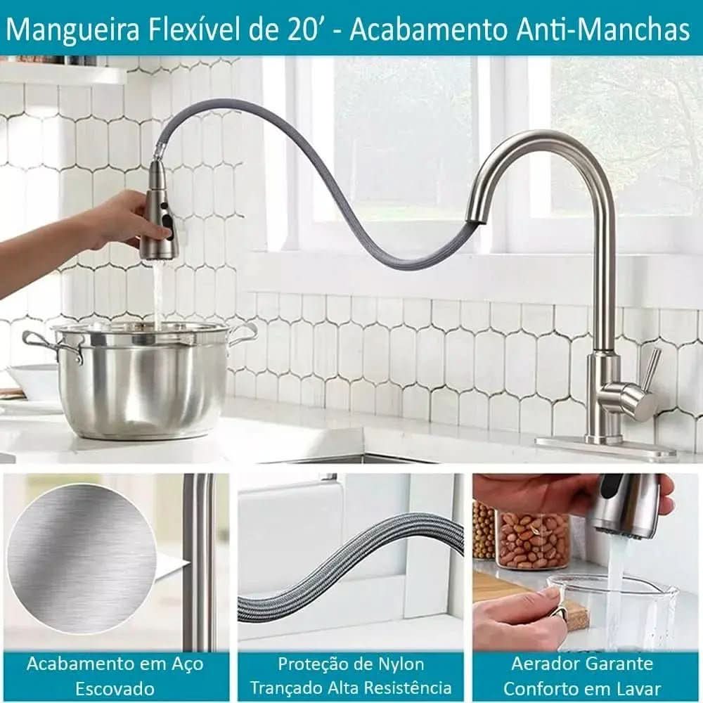 Torneira Para Cozinha Com Jato Extensível - Morada Serena