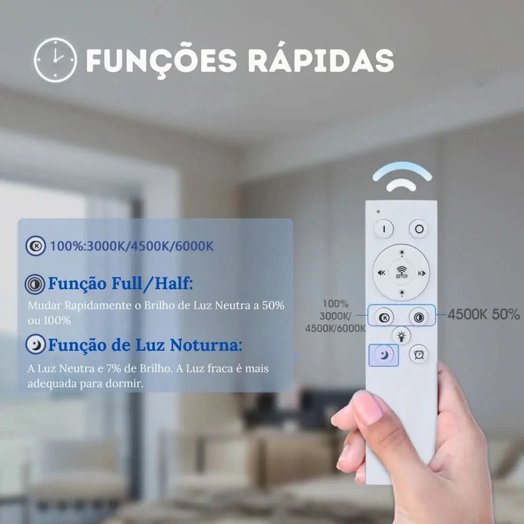 Luminária de Teto Plafon Led Sobrepor Redondo Moderno Com Controle | Morada Serena - Morada Serena