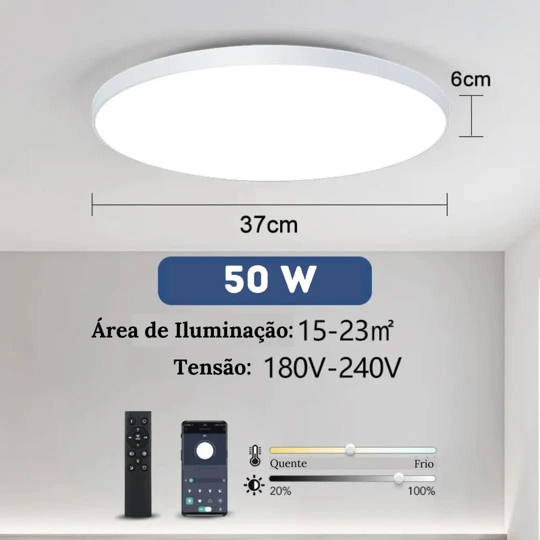 Luminária de Teto Plafon Led Sobrepor Redondo Moderno Com Controle | Morada Serena - Morada Serena