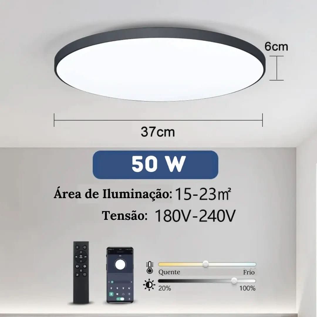 Luminária de Teto Plafon Led Sobrepor Redondo Moderno Com Controle | Morada Serena - Morada Serena