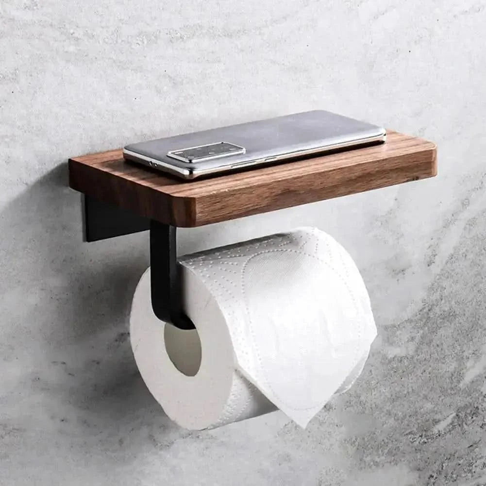 Suporte de Papel Higiênico Madeira Premium - Elegância e Durabilidade para Seu Banheiro - Morada Serena