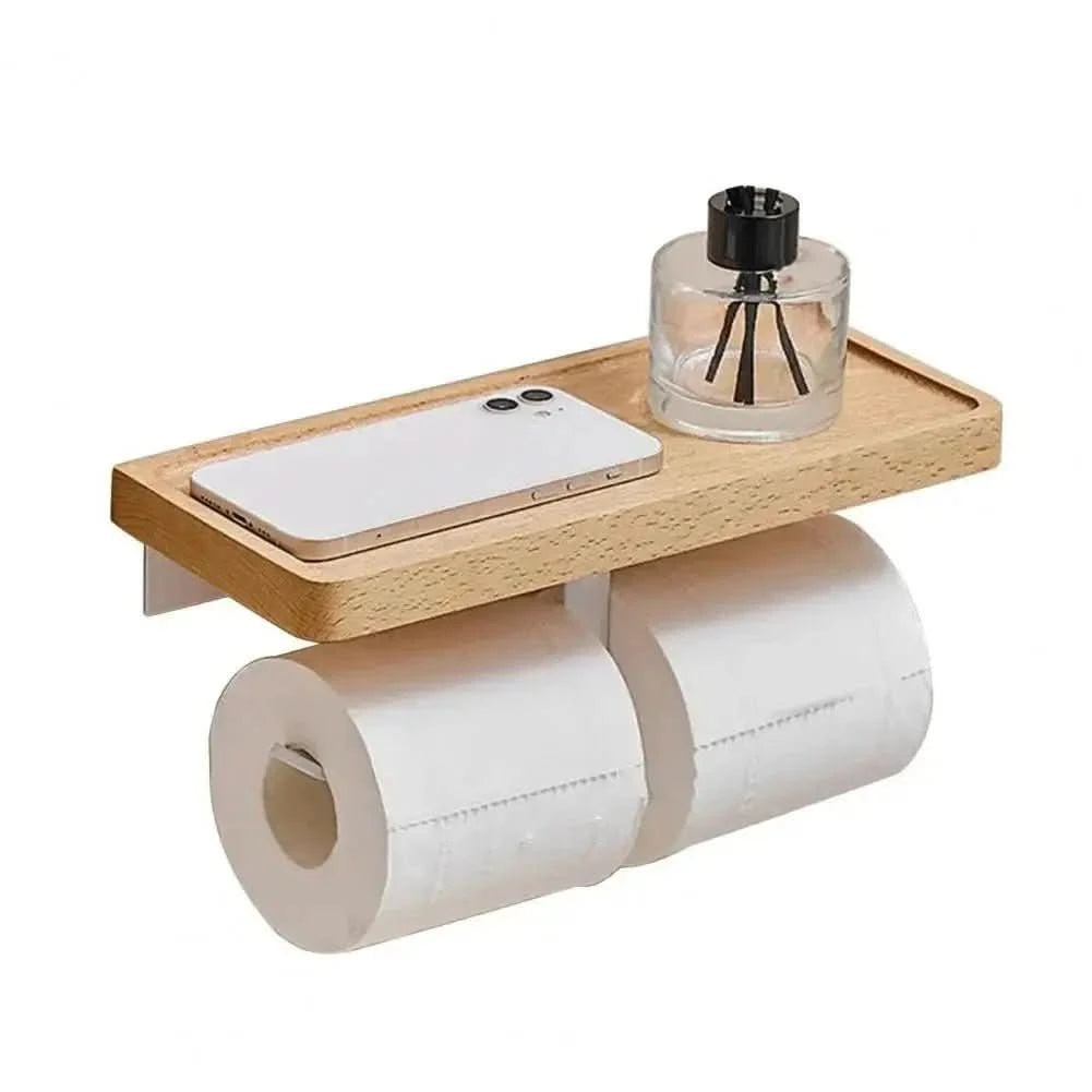 Suporte de Papel Higiênico Madeira Premium - Elegância e Durabilidade para Seu Banheiro - Morada Serena
