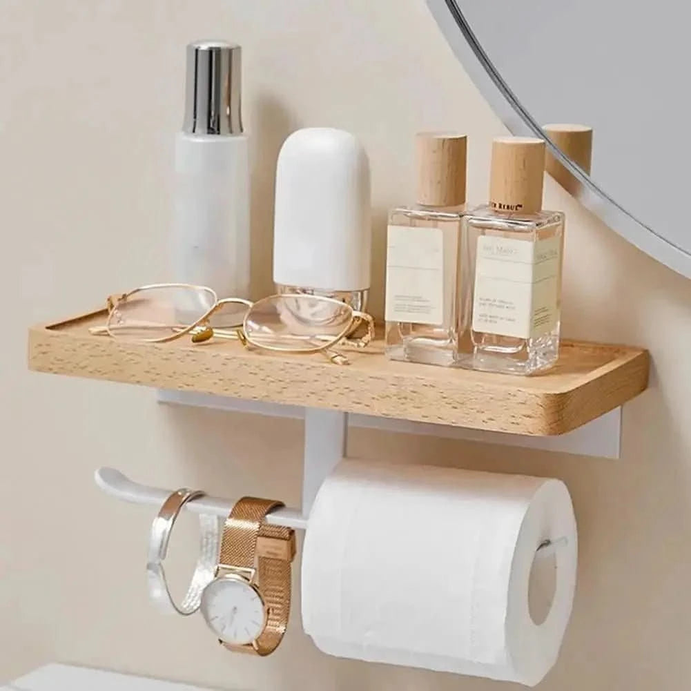 Suporte de Papel Higiênico Madeira Premium - Elegância e Durabilidade para Seu Banheiro - Morada Serena