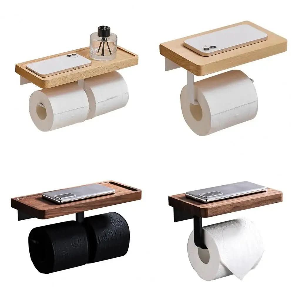 Suporte de Papel Higiênico Madeira Premium - Elegância e Durabilidade para Seu Banheiro - Morada Serena