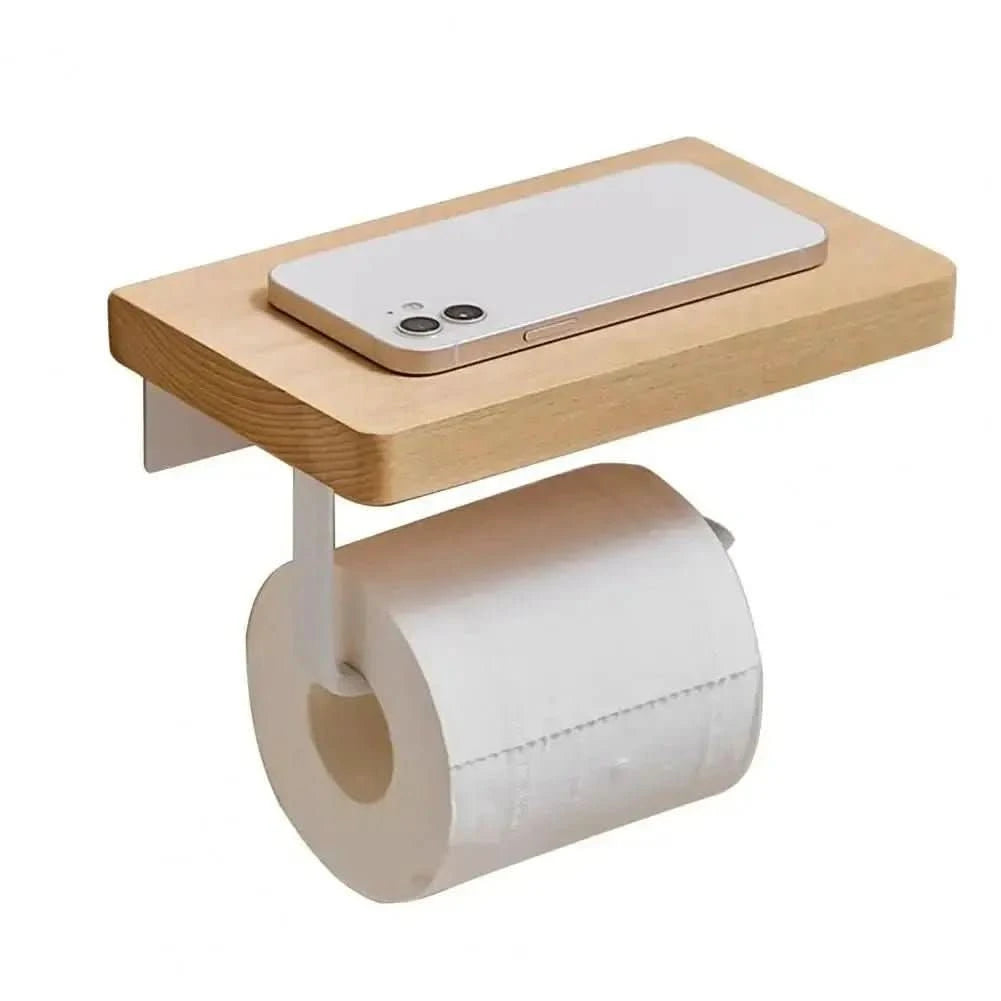 Suporte de Papel Higiênico Madeira Premium - Elegância e Durabilidade para Seu Banheiro - Morada Serena