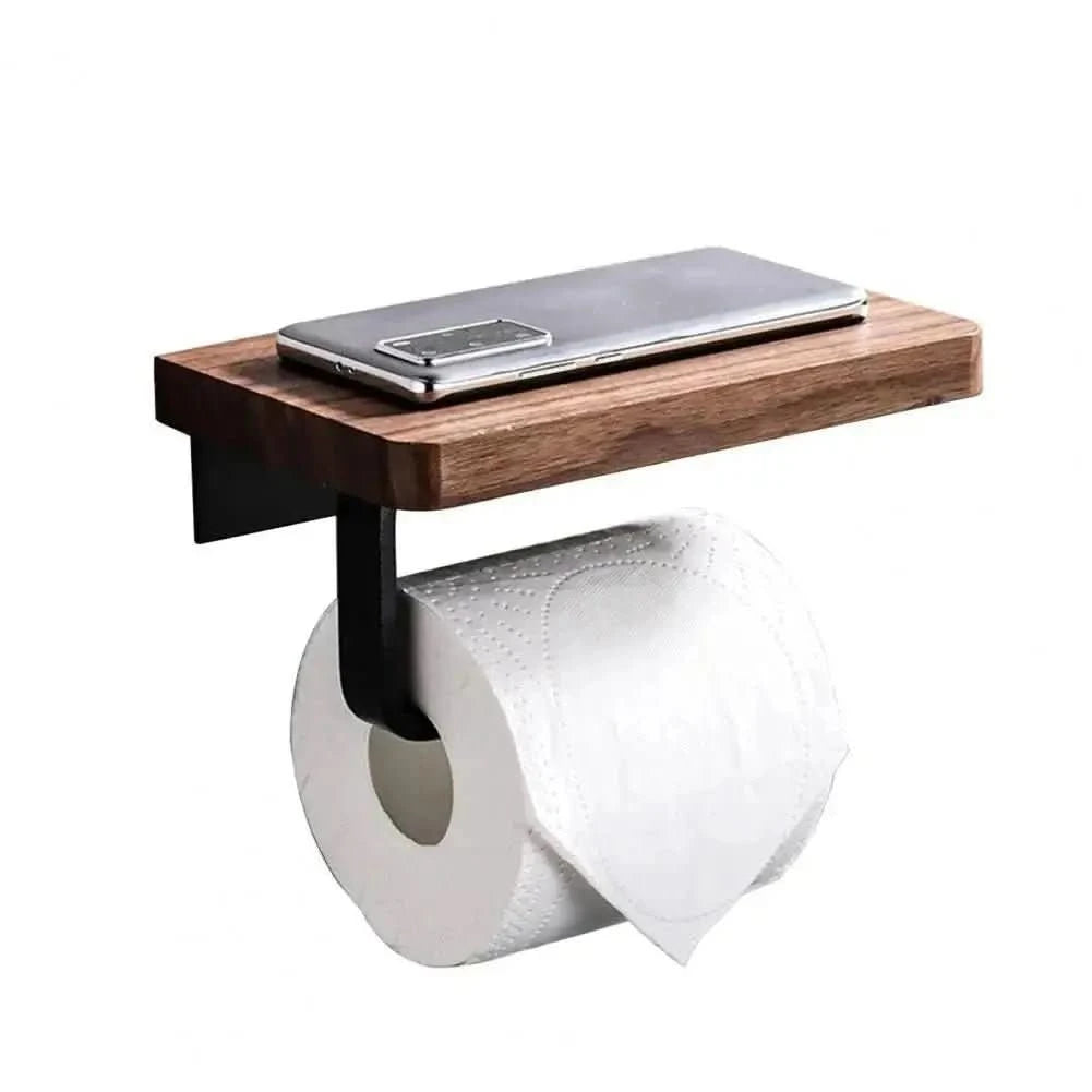 Suporte de Papel Higiênico Madeira Premium - Elegância e Durabilidade para Seu Banheiro - Morada Serena