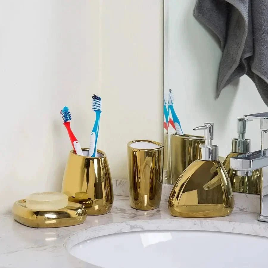 Kit de Acessórios Banheiro Sofisticado 5 Peças - Elegância e Funcionalidade para Seu Banheiro - Morada Serena