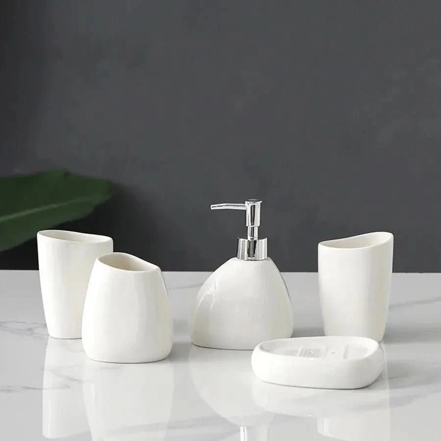 Kit de Acessórios Banheiro Sofisticado 5 Peças - Elegância e Funcionalidade para Seu Banheiro - Morada Serena