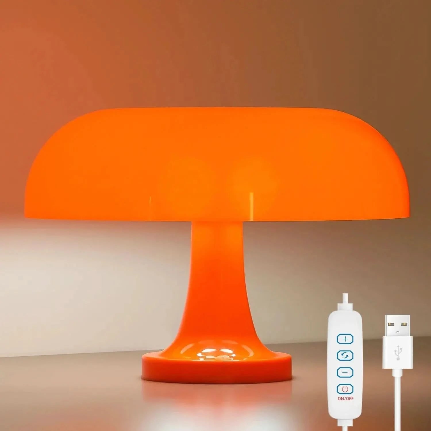 Luminária de Mesa Cogumelo Laranja - Ilumine Seu Ambiente com Estilo - Morada Serena